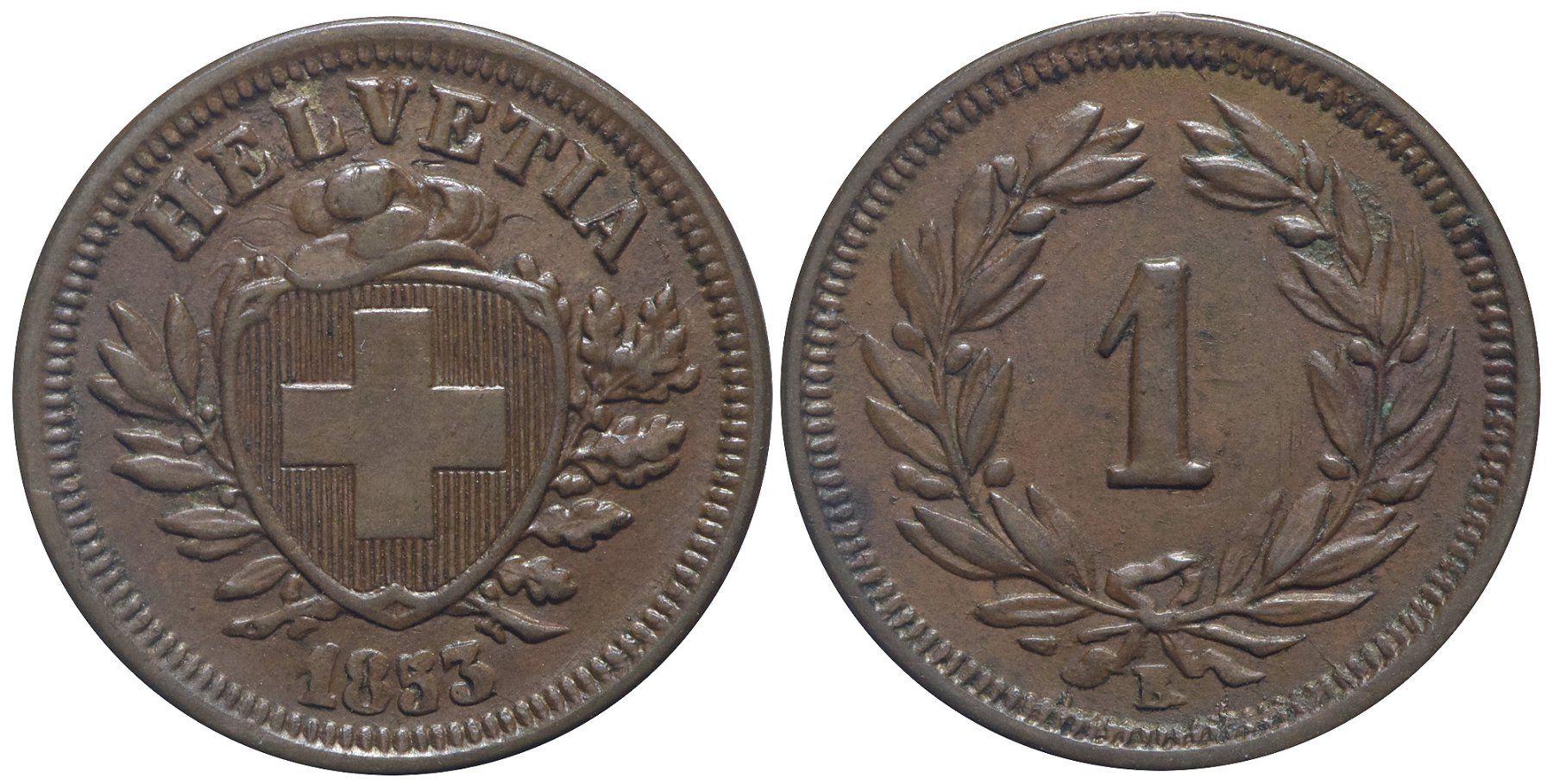 Tutti le monete: 1 Rappen 1853 (05) – Usato da Chiasso venduto da Novamarketing