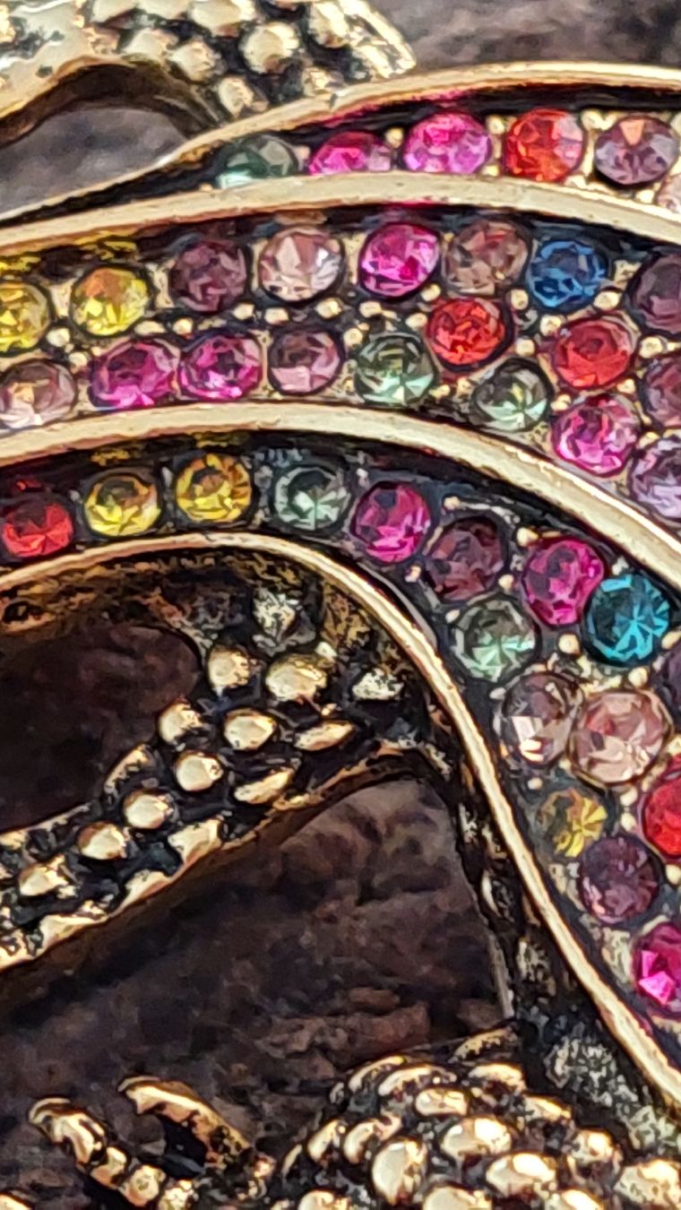 Spille & Fermagli: Farbige Brosche Krokodil / Echse goldfarbig mit Strass – Nuovo (secondo la descrizione) da Oberwil BL venduto da Kukkaniitty 4