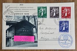 Ballonpost mit Top Stempel u. Marken 1939 Zürich..