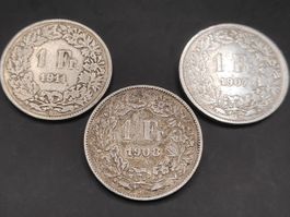 1907 / 1908 / 1911 - 1 Franken - Silber (rar)