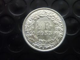 1/2 Fr. 1953  unz. / stgl.