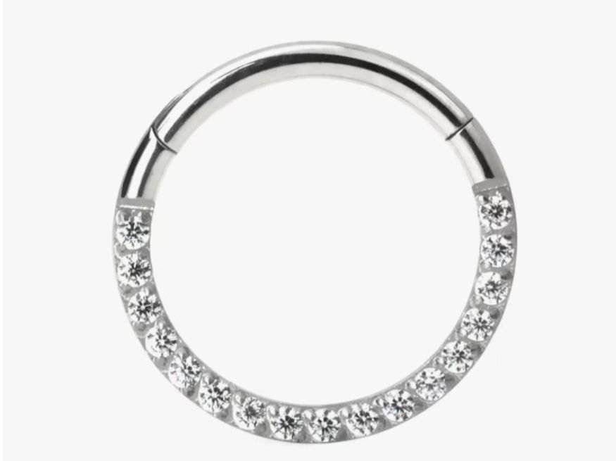 Gioielli per piercing: Piercing Scharnier Ring, Silber mit Steinreihe, 10mm, NEU – Nuovo (secondo la descrizione) da Neuendorf venduto da DeSiriA 3