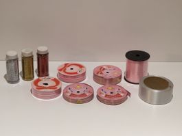 Bastel-Set rosa, Glitzer, Geschenkband