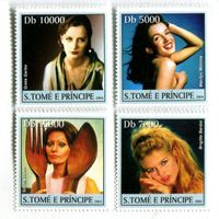 Briefmarken Sophia Loren, Brigitte Bardot, Greta Garbo. São