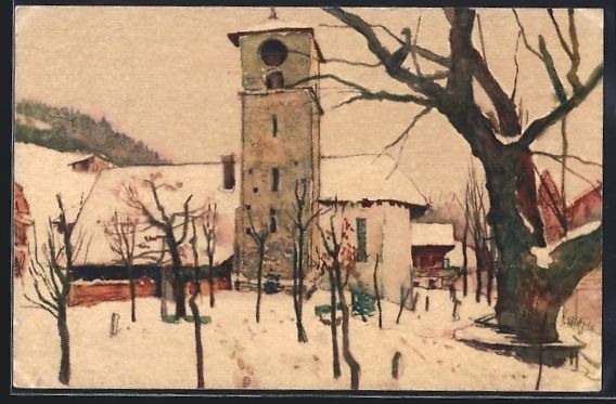 Cartes postales: Adelboden, Kirche und Baum im Schnee – D'occasion à Berlin par bartko-reher