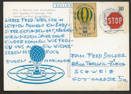Ballon 1971 Deutschland Düsseldorf Luftpost Vignette