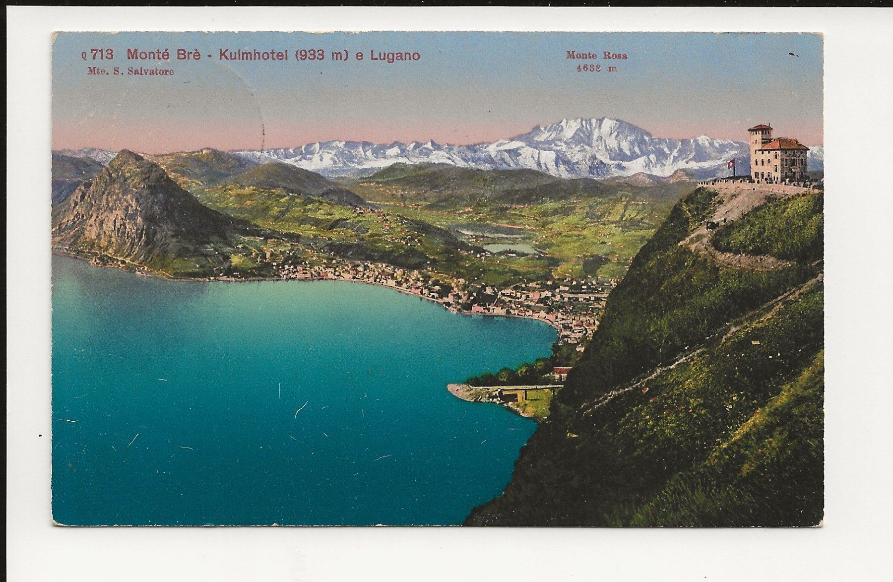 Cartoline postali: AK 1916 Monte Bre Kulmhotel e Lugano – Usato da Greifensee venduto da 315WDO