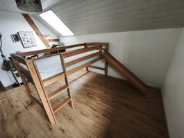 Kids wooden high bed with slide - good condition!