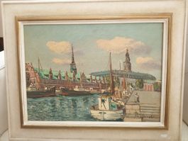 Öl Gemälde Kopenhagen alte Börse sehr wertvoll