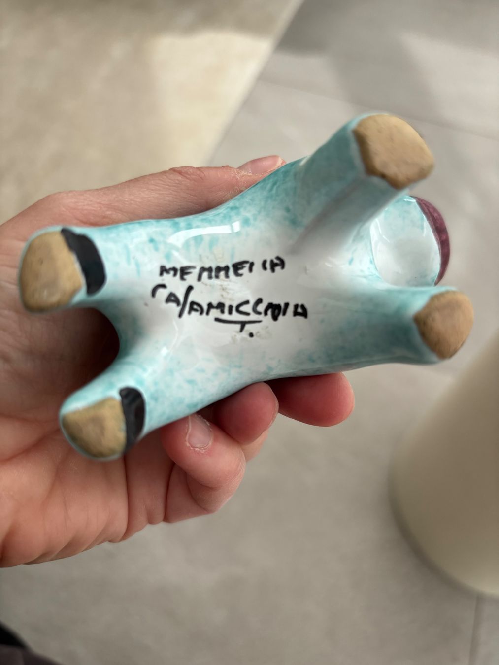 Statuette: Vintage turquoise small ceramic Italian donkey – Usato da Steinhausen venduto da ChromeVintage 2