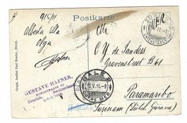 Bâle 2 Outre Mer 1911 auf Karte nach Surinam dn