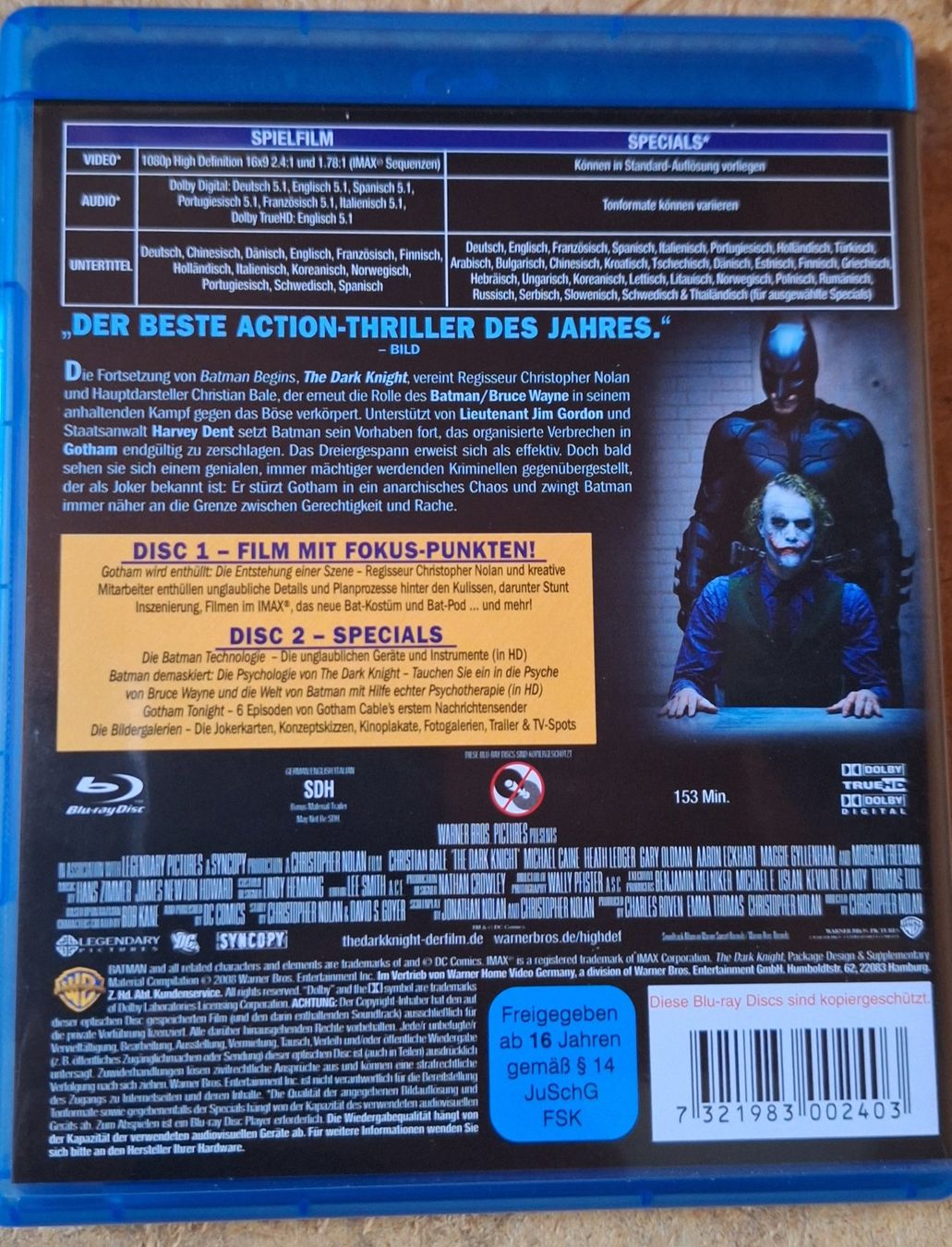 Tutti i DVDs: Batman The Dark Knight - 2 Disc - Blu-ray – Usato da Schmitten FR venduto da Sidewinder 1