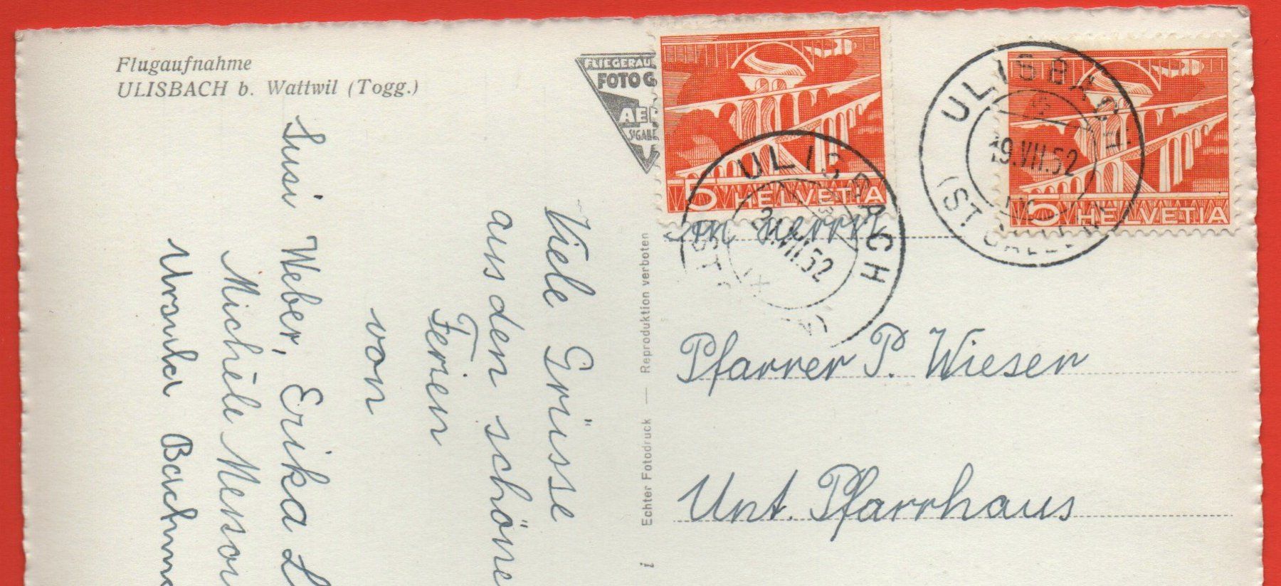 Cartes postales: Flugaufnahme ULISBACH b. Wattwil – D'occasion à Jona par philajona 1