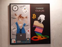 Destockage ⭐Peinture pop art edition 100x100 Bitcoin/crypto