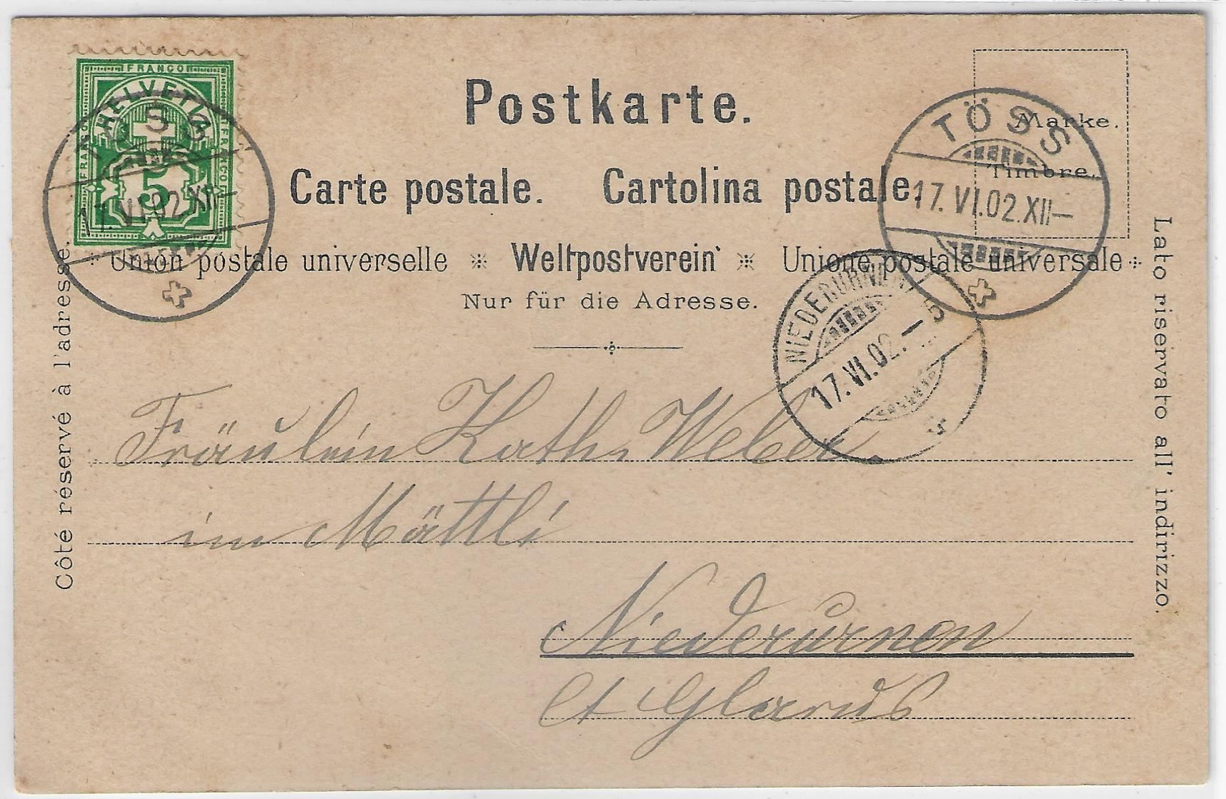 Cartoline postali: Gruss aus Winterthur - Litho 1902 – Antico da Ettingen venduto da Kartenplanet 1