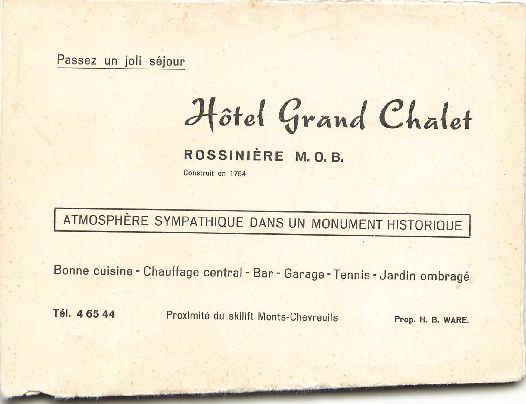Ansichtskarten: Hotel Chalet rossiniere G – Gebraucht aus Biasca von Blenio71 1