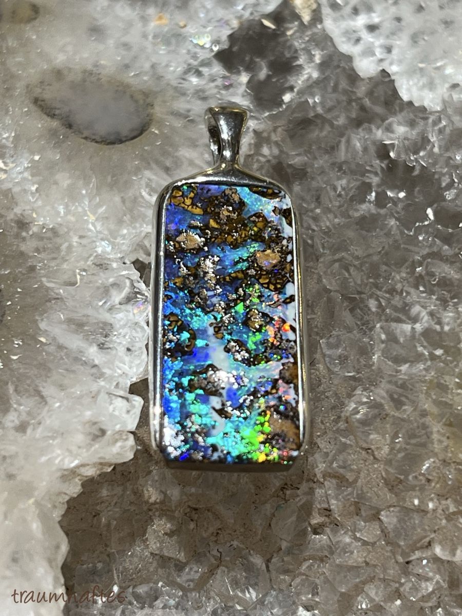 Ciondoli: Opal - Anhänger - Boulder mit 925er Silberfassung – Nuovo e nell'imballaggio originale da Thun venduto da Traumhaftes