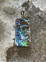 Opal - Anhänger - Boulder mit 925er Silberfassung