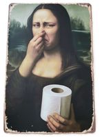 Mona Lisa mit WC-Papier  - Blechschild  (neu/OVP)