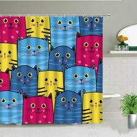 Duschvorhang Cat Cartoon V2 - Rideau de douche Chat