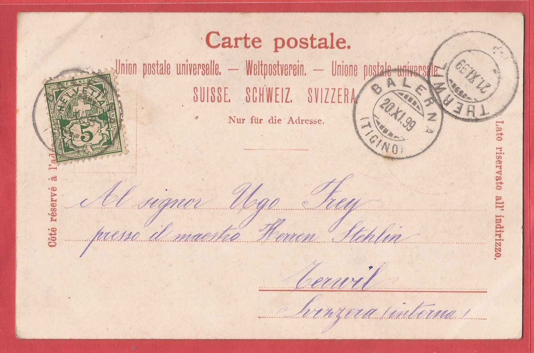 Cartes postales: Balerna - Torbogen in einem Garten - 1899 – D'occasion à Fislisbach par Porano 1