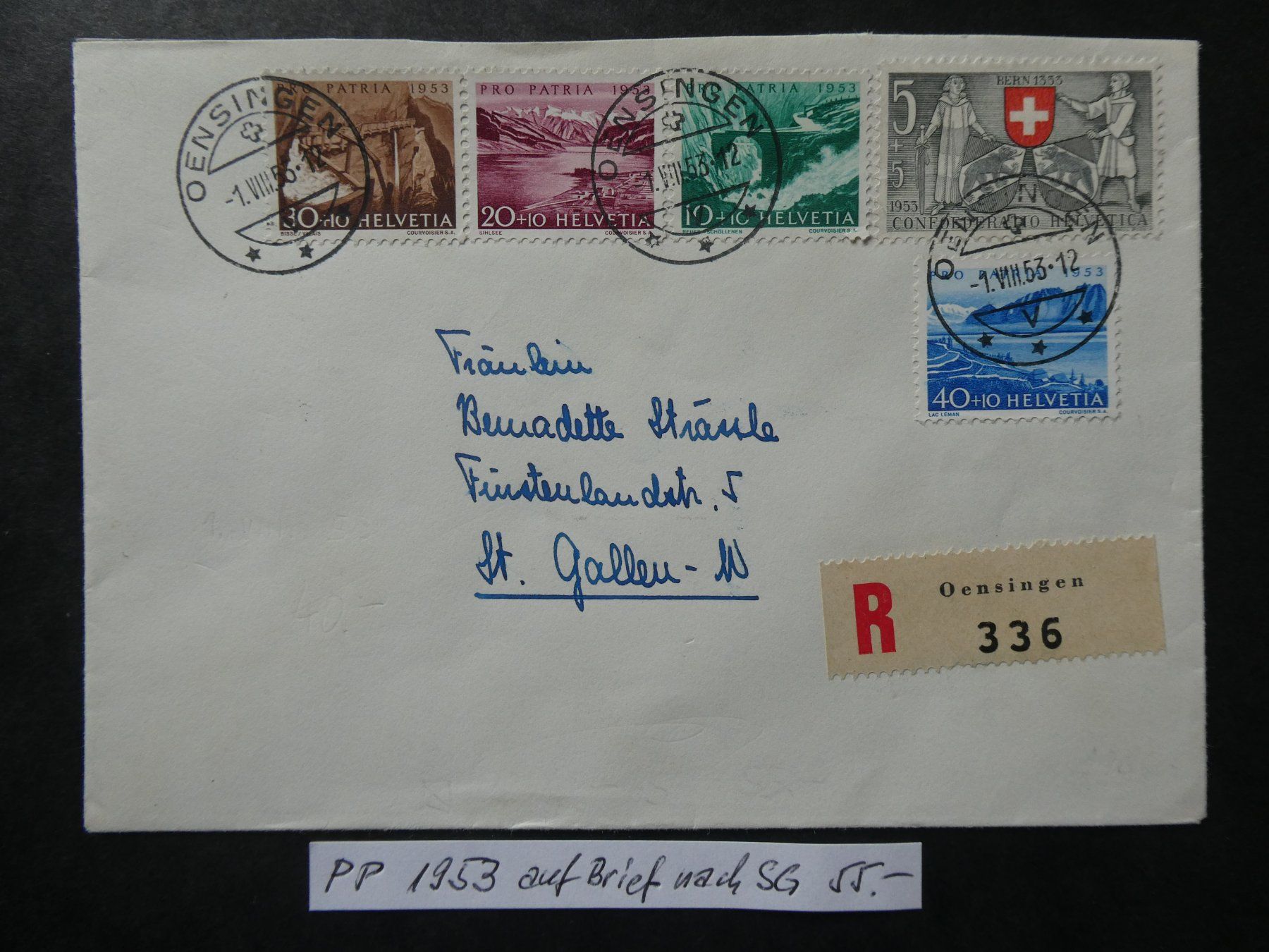 Tutti i francobolli: Pro Patria 1953 toller Brief nach St. Gallen – Usato da Lausen venduto da Herbamare01
