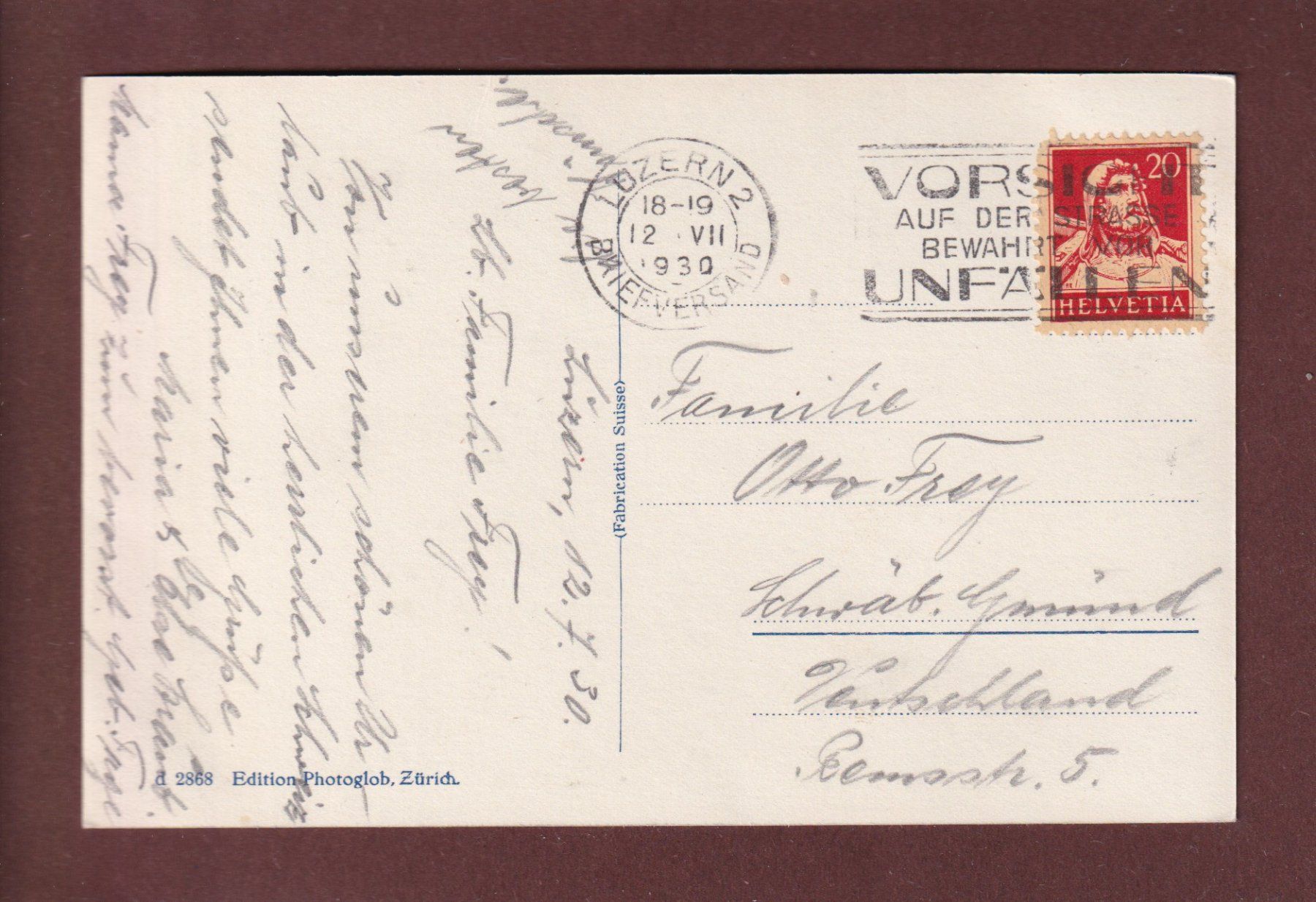 Cartoline postali: AXENSTRASSE - Kutsche - Flüelen - 1930 – Usato da Pully venduto da nicecards 1