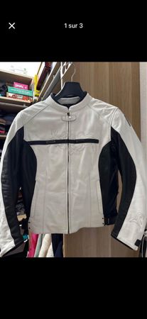 Veste moto cuir Richa blanc noir taille 42 taille état neuf