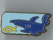 Hai mit Fisch, Pin