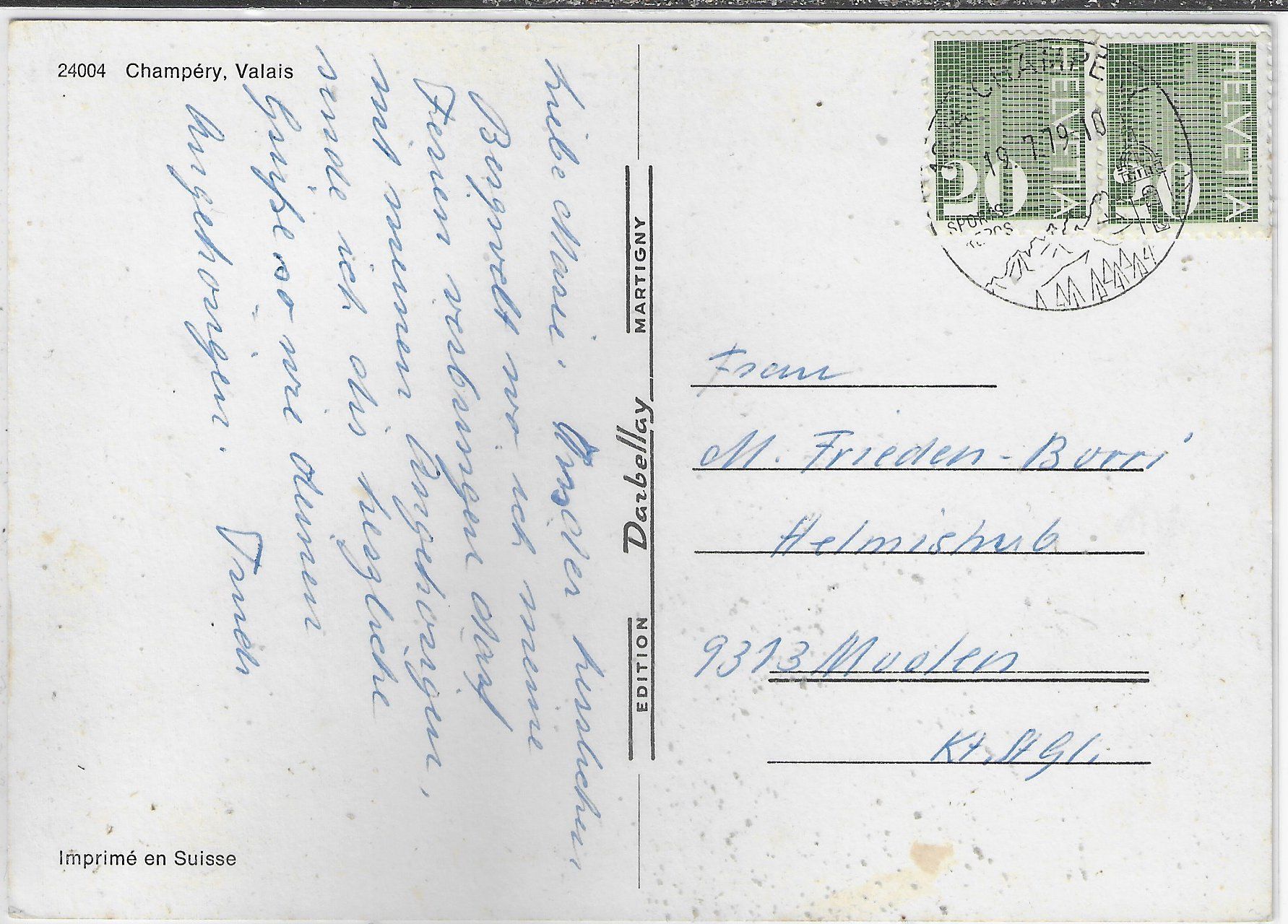 Cartoline postali: Champery - Dorfstrasse – Usato da Ettingen venduto da Kartenplanet 1