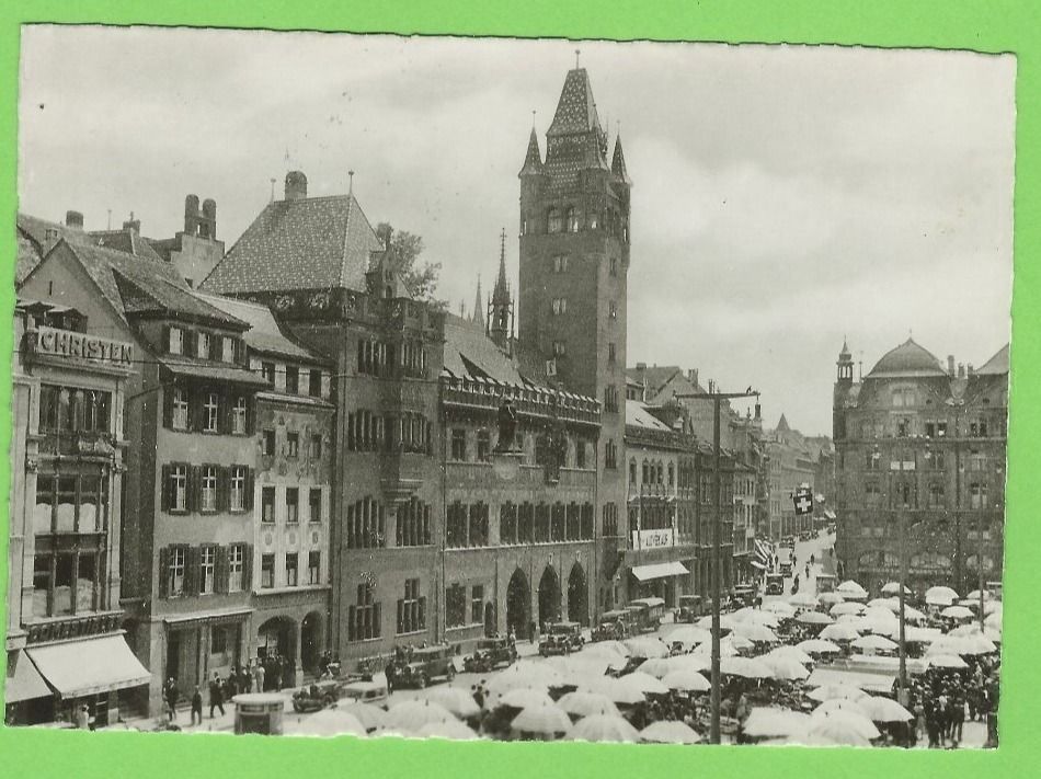 Cartoline postali: Basel, Marktplatz mit Rathaus – Usato da Zürich venduto da t24_de