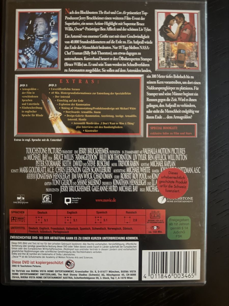 Tutti i DVDs: Armageddon Special Edition Bruce Willis 2-Disc-Set – Usato da Lausen venduto da EisAmStiel94 1