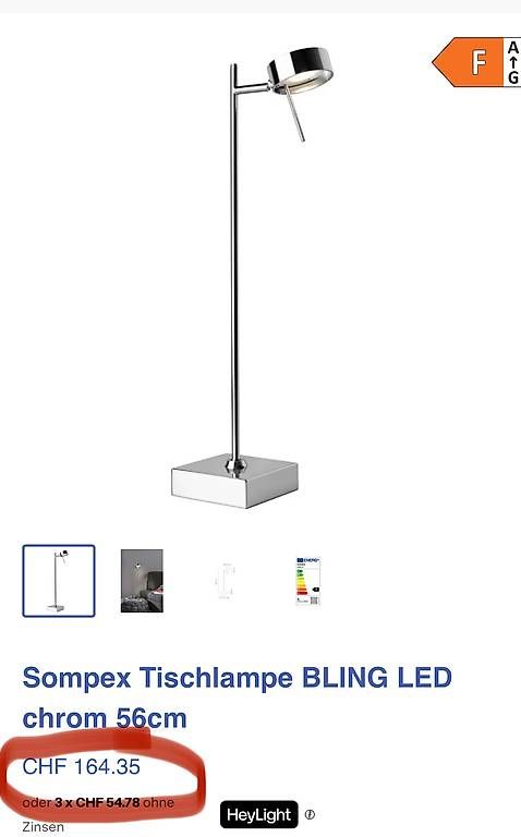 Lampade: neue Sompex Tischlampe BLING LED chrom 56cm – Nuovo e nell'imballaggio originale da Necker venduto da liq24 1