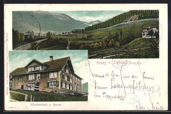 Cartoline postali: Ebnat-Kappel, Steinthal, Gasthaus zum Sp – Usato da Berlin venduto da bartko-reher
