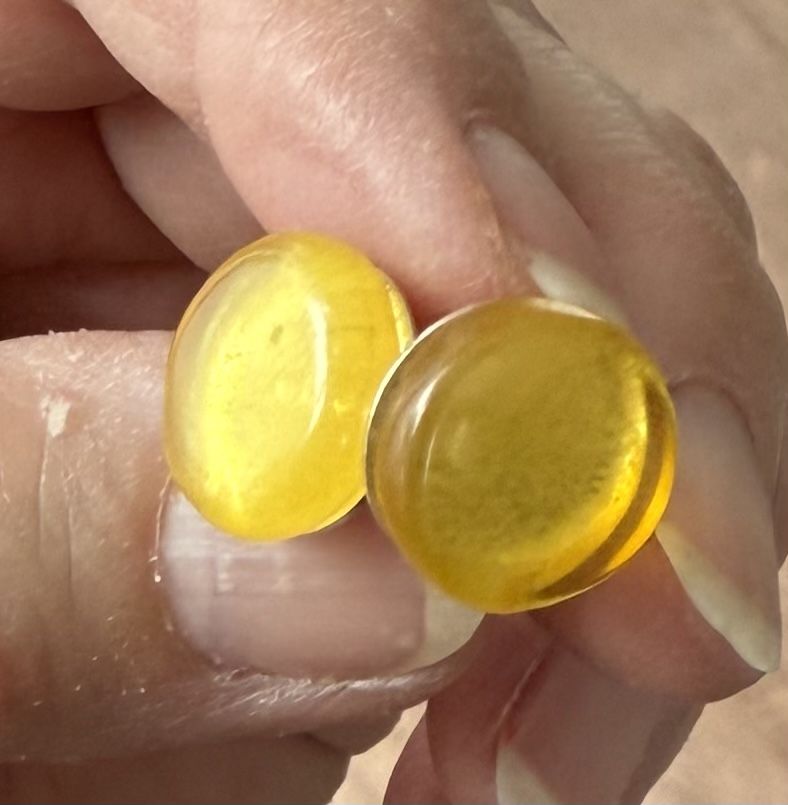 Orecchini pendenti & Orecchini a lobo: Ohrstecker Bernsteinen in Silber, 1,2 cm Durchmesser – Nuovo e nell'imballaggio originale da Ebikon venduto da Leonidas2