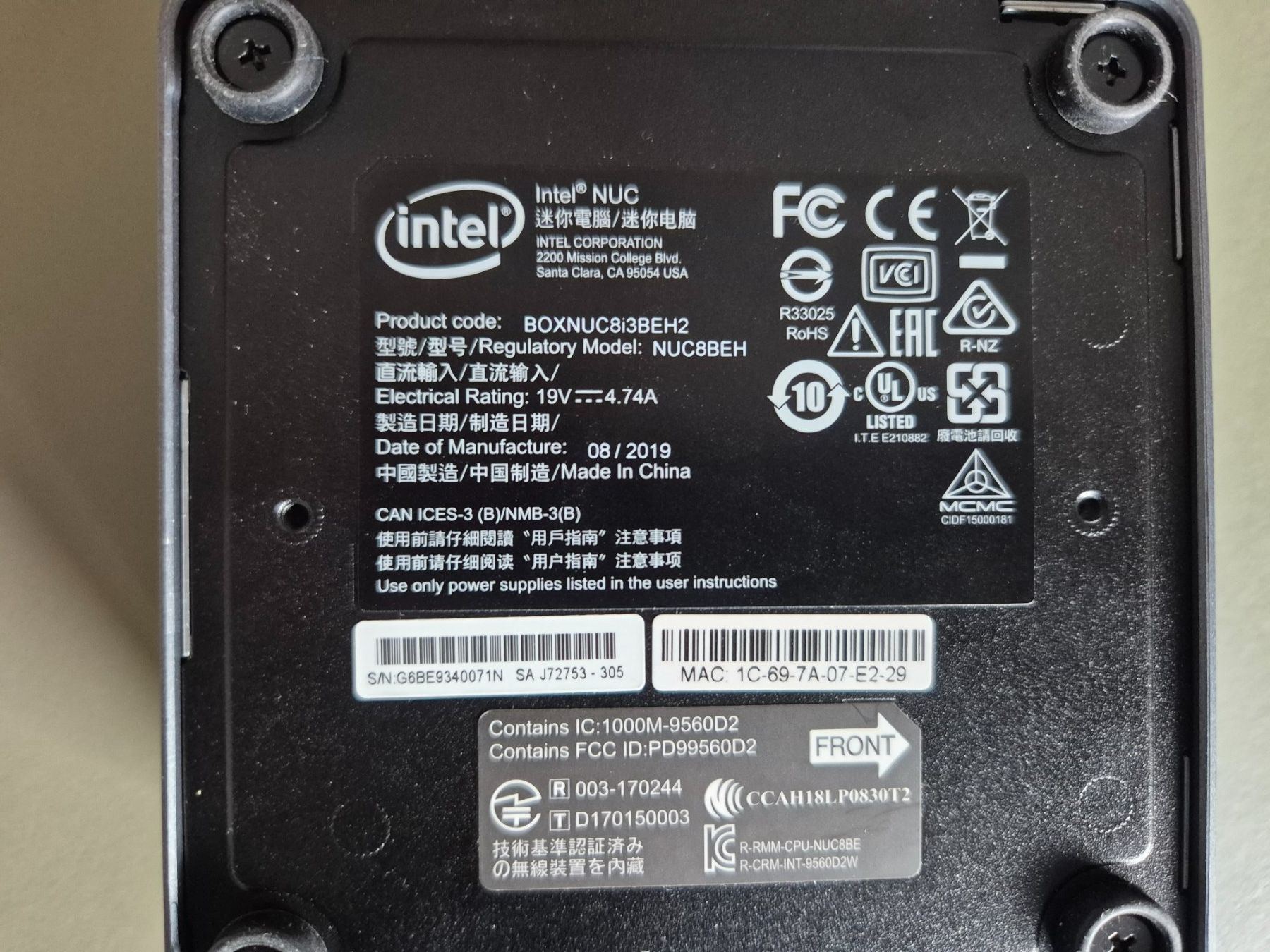 Intel PCs: Intel NUC NUC8i3BEH2 - Bean Canyon – D'occasion à Buttisholz par feld19 3