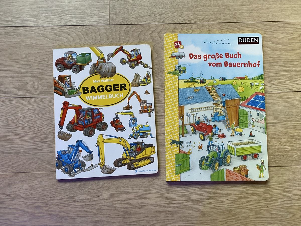 Libri: 2 Wimmelbücher Bagger Bauernhof Traktor Tiere Duden – Usato da Zizers venduto da dalaub