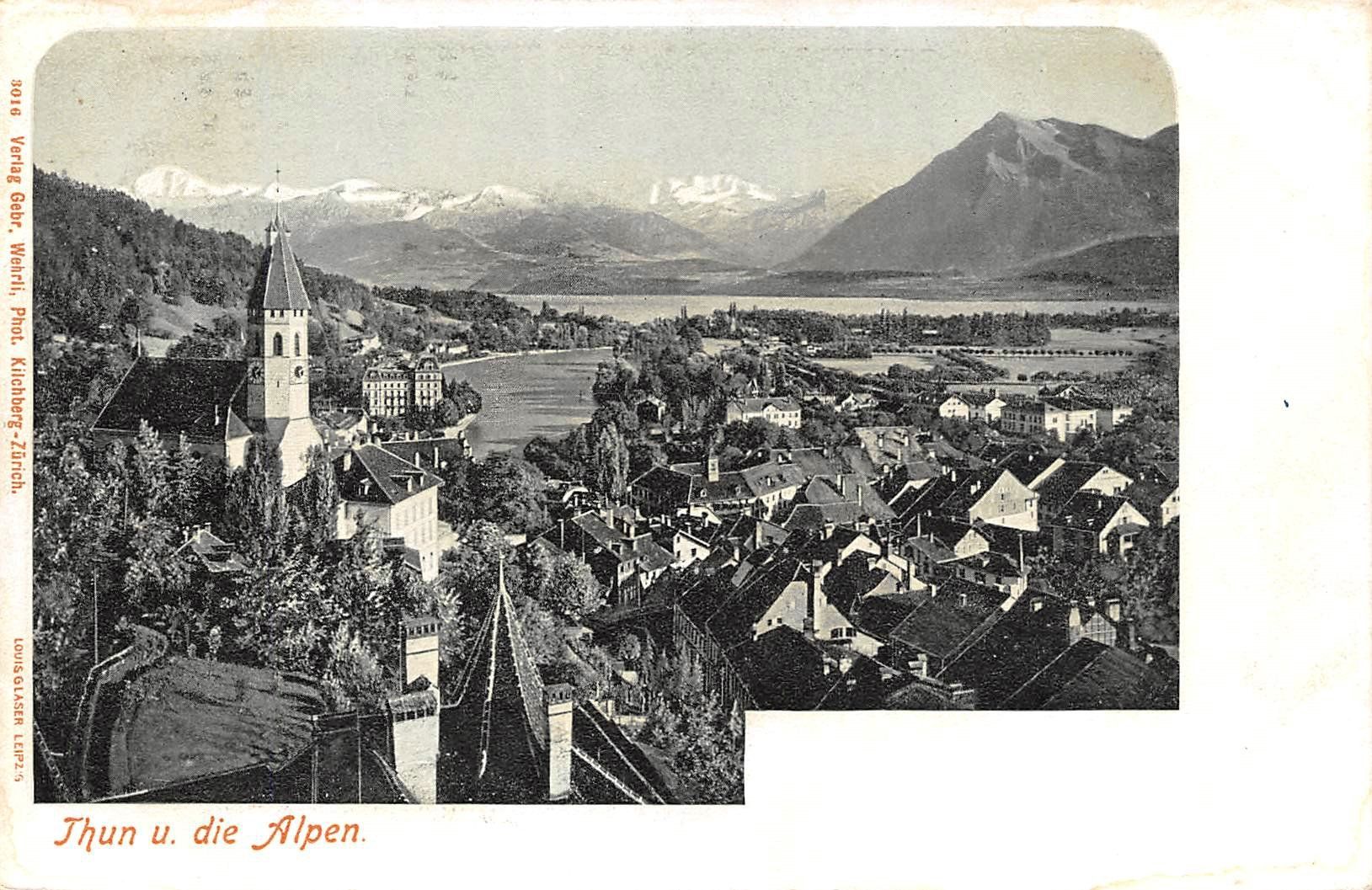Cartoline postali: 2x Thun und die Alpen – Usato da Ottikon b.Kemptth. venduto da Neptun1974 2