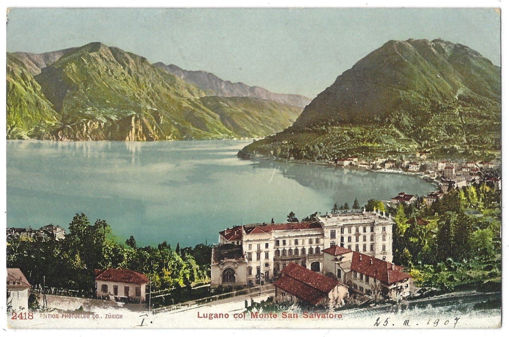 Cartoline postali: Lugano  col  Monte  San  Salvatore – Usato da Bütschwil venduto da Jackson1A