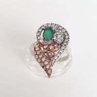 Vintage  Ring aus 925er Silber mit grünem Stein Gr. 18,5 mm