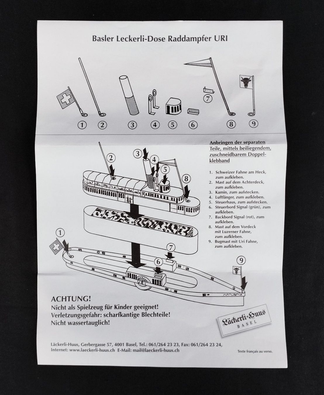 Kit di modellismo & Modellini statici: LÄCKERLI HUUS Basel Raddampfer Uri – Usato da Schübelbach venduto da Restwert_Schubelbach 8
