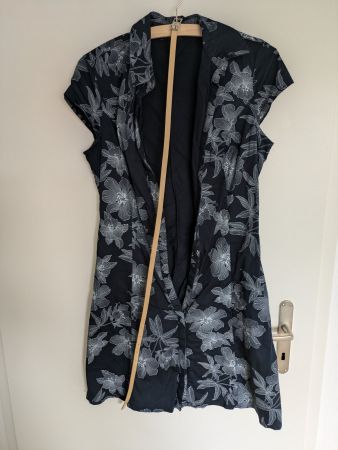 Businesskleid Dunkelblau/Weiss mit Gurt Gr. 38