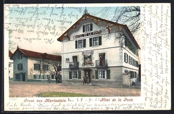 Cartoline postali: AK Mariastein, Hotel de la Poste, 1901 – Usato da Berlin venduto da bartko-reher