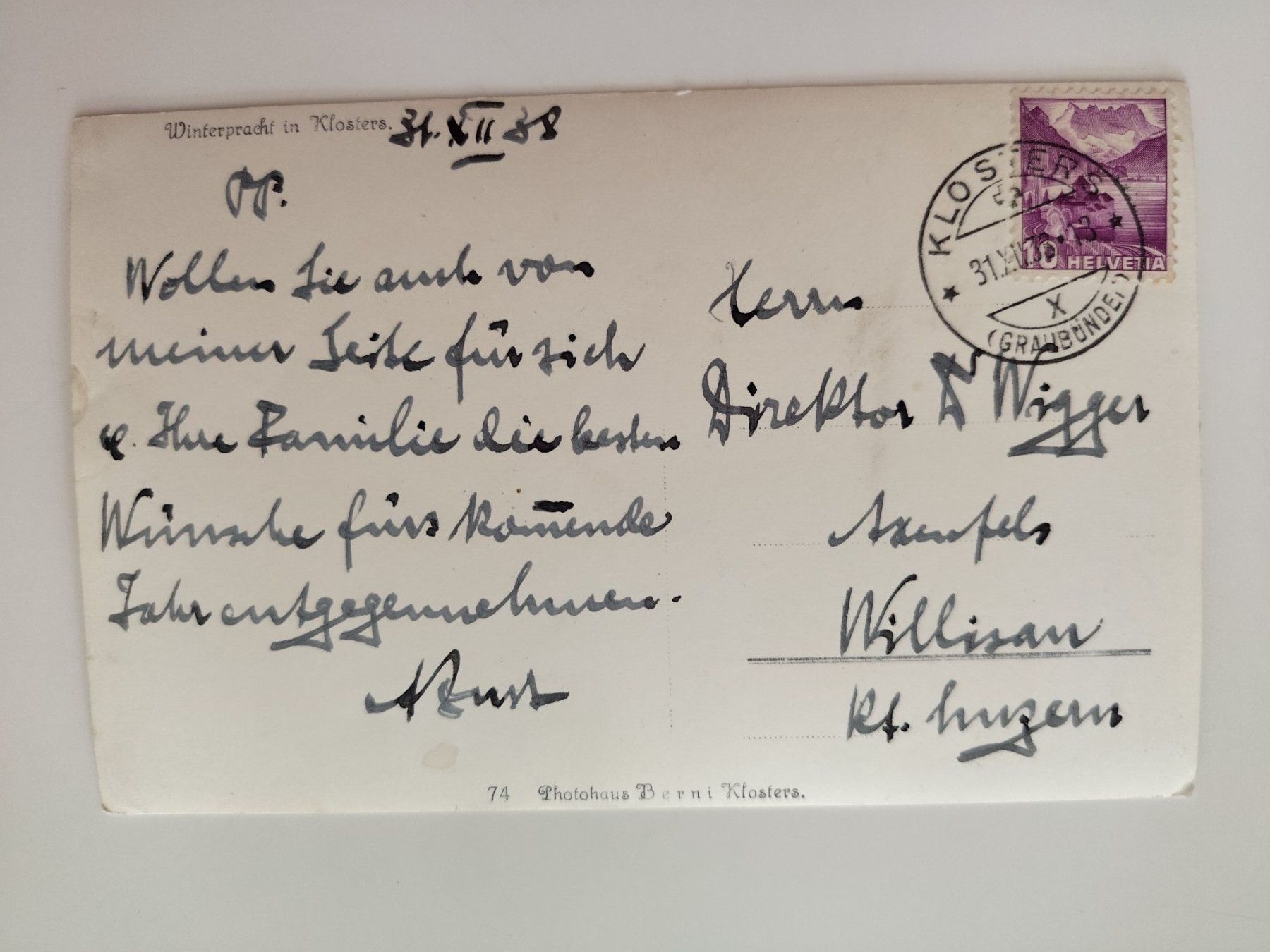 Cartoline postali: Klosters Winterpracht dat.1938 – Usato da Ohmstal venduto da Lebensfreude05 1