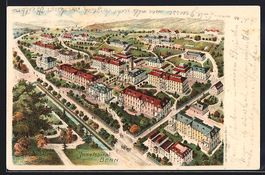 Lithographie Bern, Inselspital, 1907