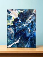 Abstraktes Acrylgemälde „Blitze im Meer“ 18x24cm