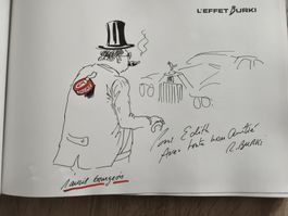 dessin original signé de la main de Burki page de garde