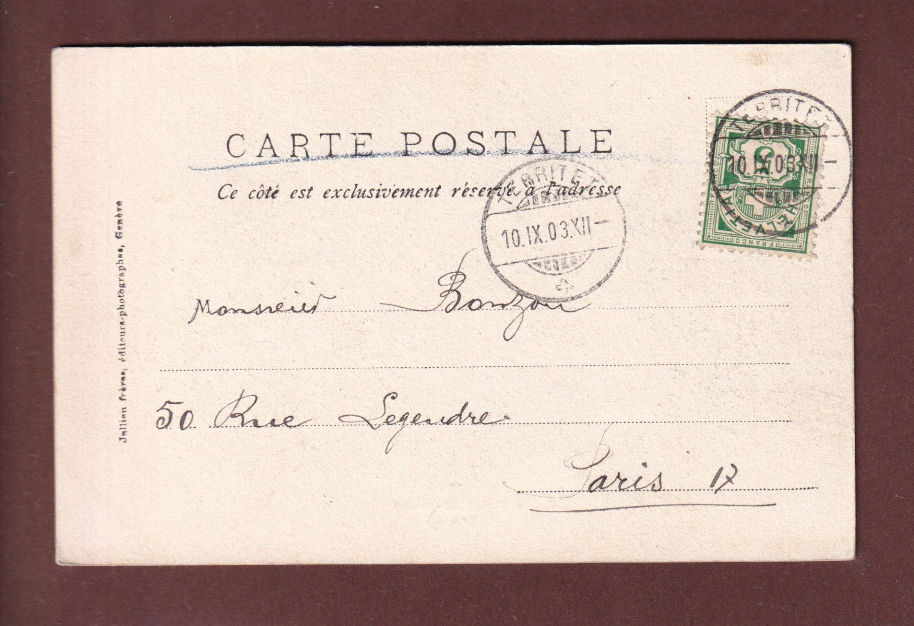 Cartes postales: MONTREUX - 1903 – D'occasion à Pully par nicecards 1