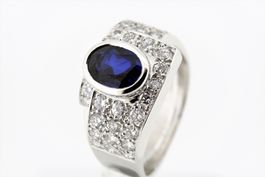 Saphir Brillant Ring in 18K Weissgold *S1095