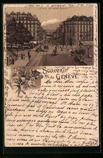 Cartoline postali: Litho Genève, La Rue du Mont Blanc – Usato da Berlin venduto da bartko-reher